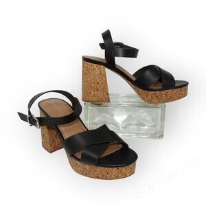 8.5Wide LaneBryant Dream Cloud Cross-Front Platform Sandal Block Heel Cork